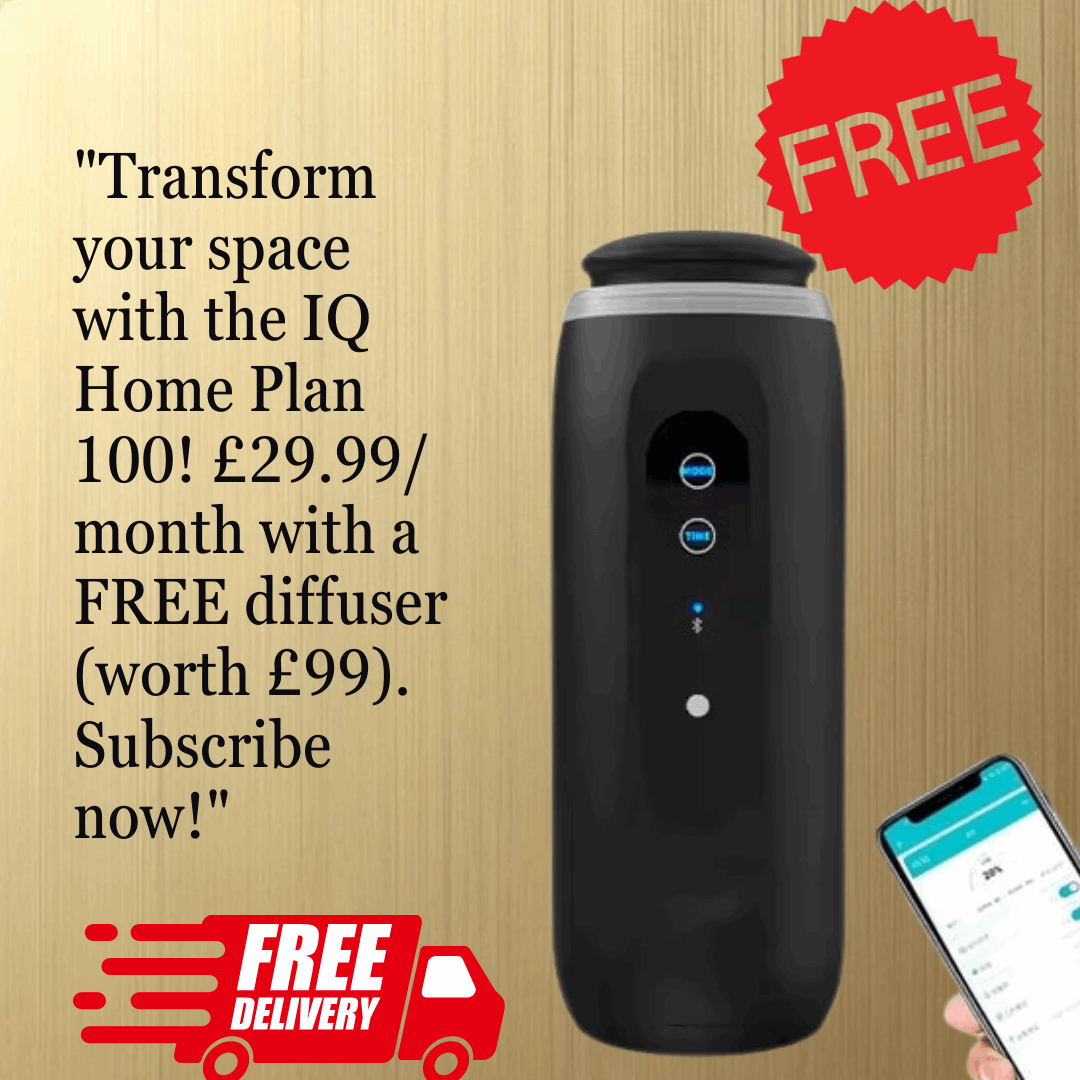 IQ Home Plan 100 : Your Monthly Subscription to Luxury FREE 300m³ Black Smart Wall Plug Aroma Diffuser (worth £99)
