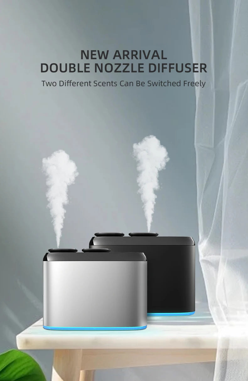 Dual Nozzle Bluetooth Aroma Diffuser with Smart Timer – Luxury Aluminium Design for Home, Office, and Hotels